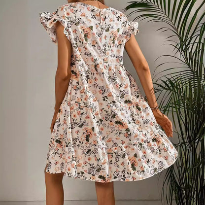 Summer Round Neck Floral Dress