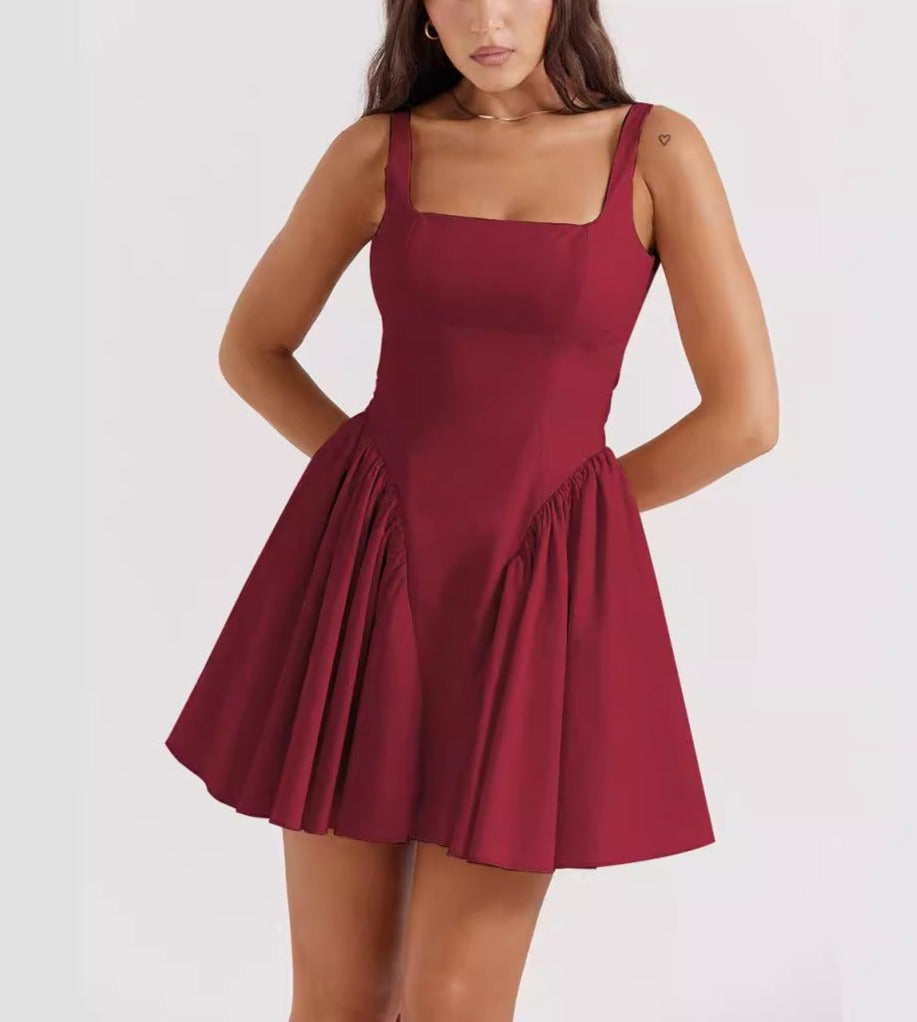 Summer French Bow Strap Dress