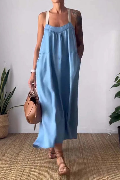 🌸Up to 50% off🔥Casual Cotton And Linen Suspender Dress