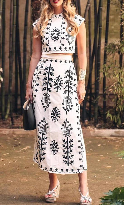 Printed Holiday Style Two-piece Dress