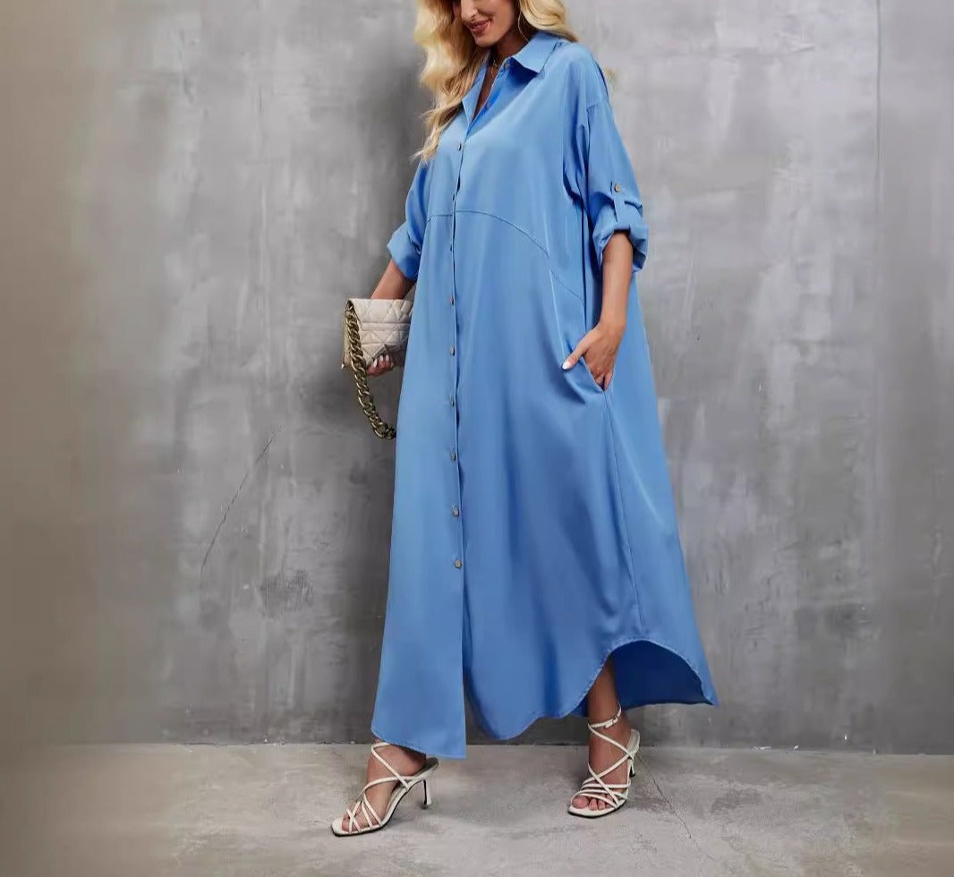 Loose Collar Long Sleeved Dress