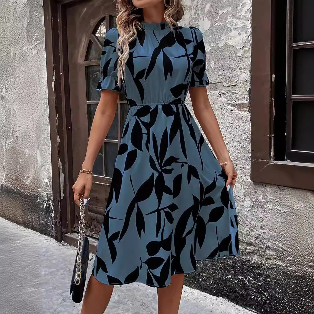 Ruffle Edge Printed Dress