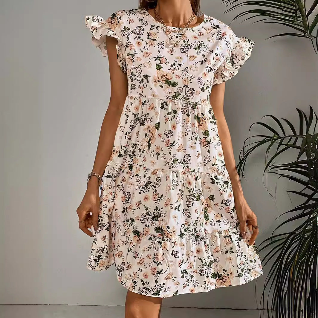 Summer Round Neck Floral Dress