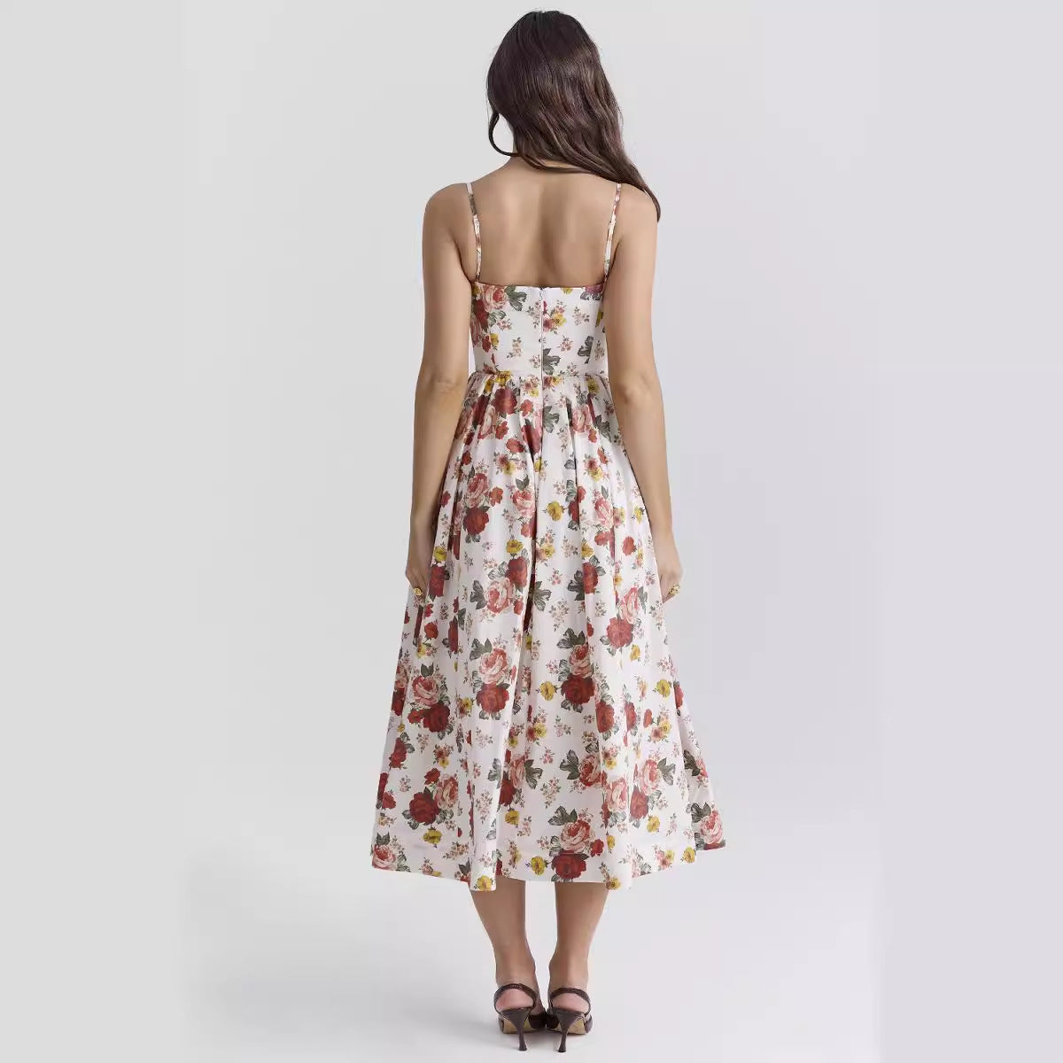 Summer Floral Camisole Mid Length Skirt