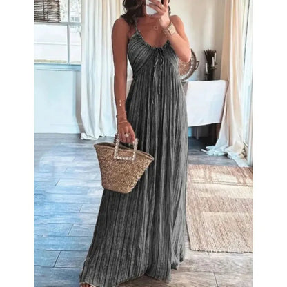 🌸Up to 50% off🔥 Summer Sales👗Sleeveless Print Tie Pleated Dress