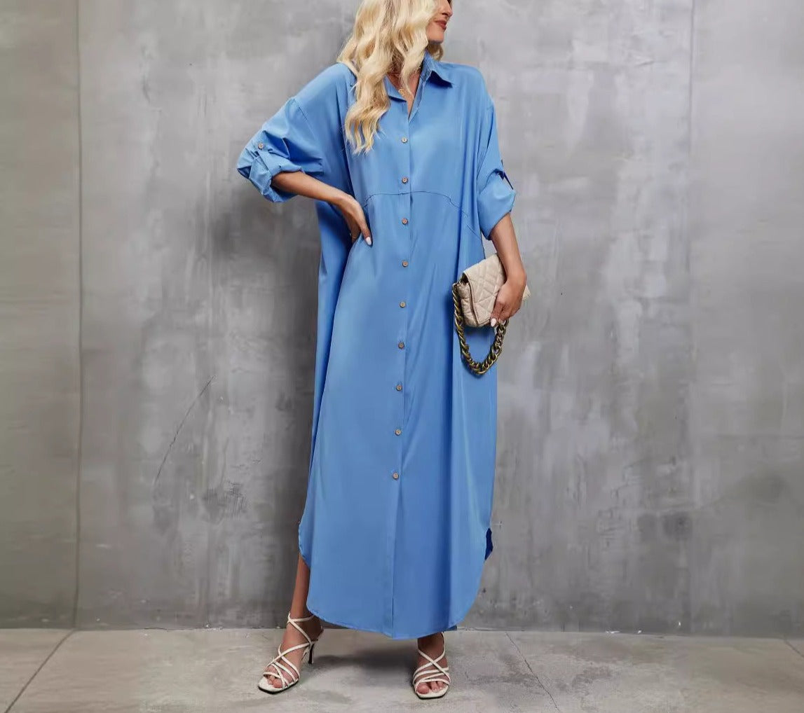 Loose Collar Long Sleeved Dress