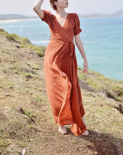 Linen Gauze Wrap Dress