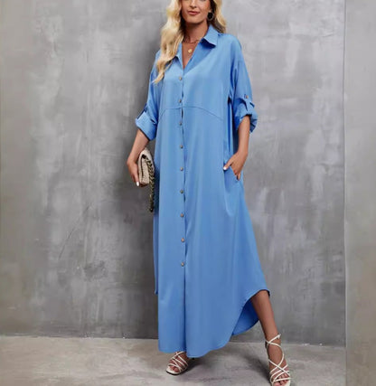 Loose Collar Long Sleeved Dress