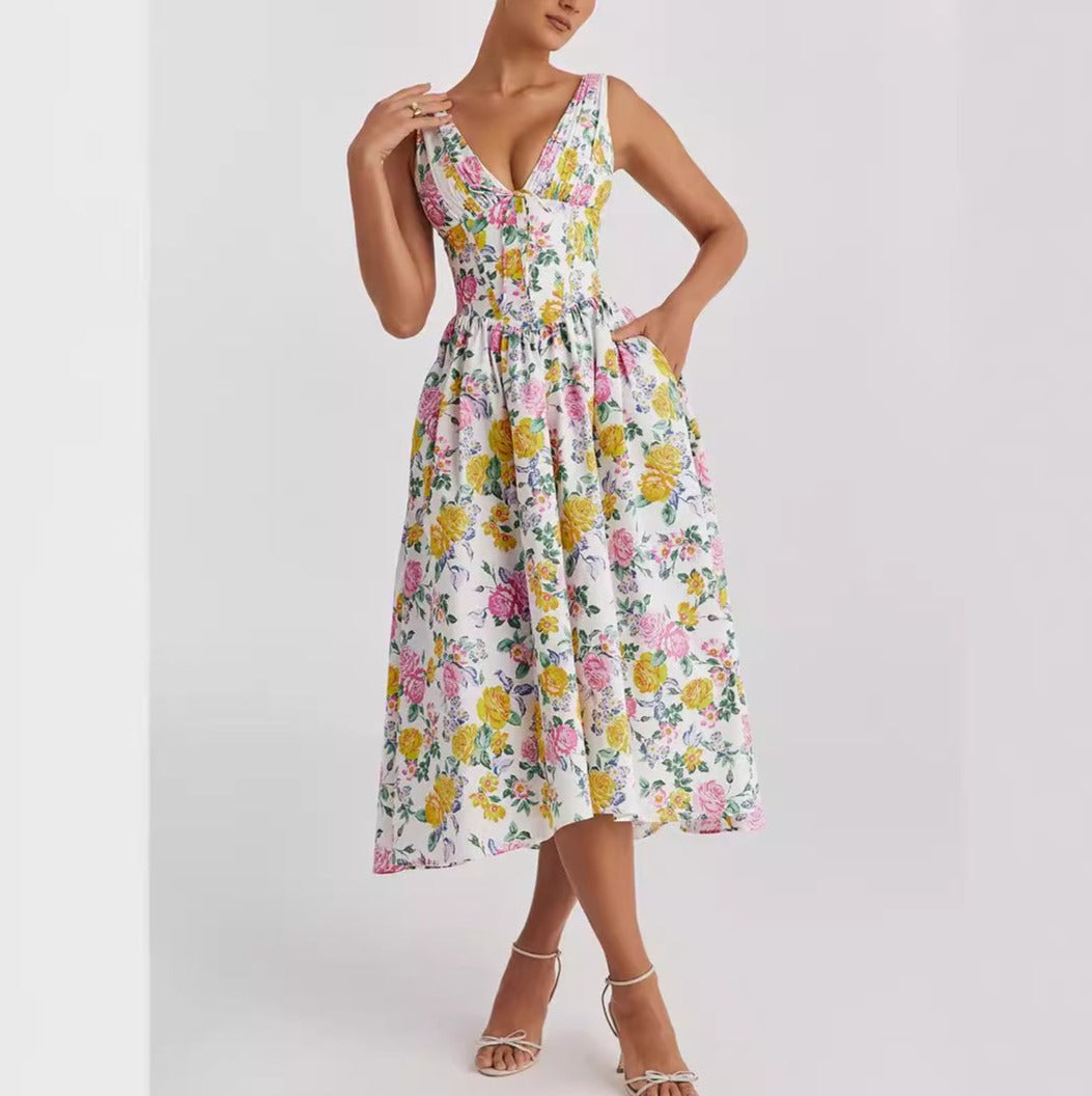 Summer New Floral V-Neck Dress