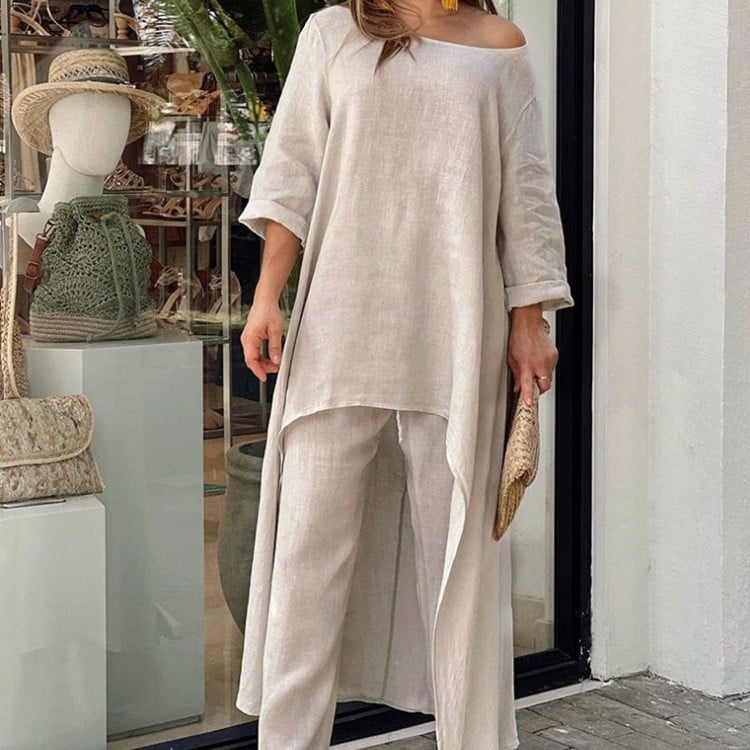 🌸Up to 50% off🔥 Women's Solid Color Linen Casual Suit