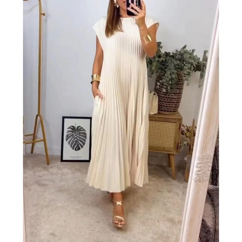 Elegant Round Neck Sleeveless Dress