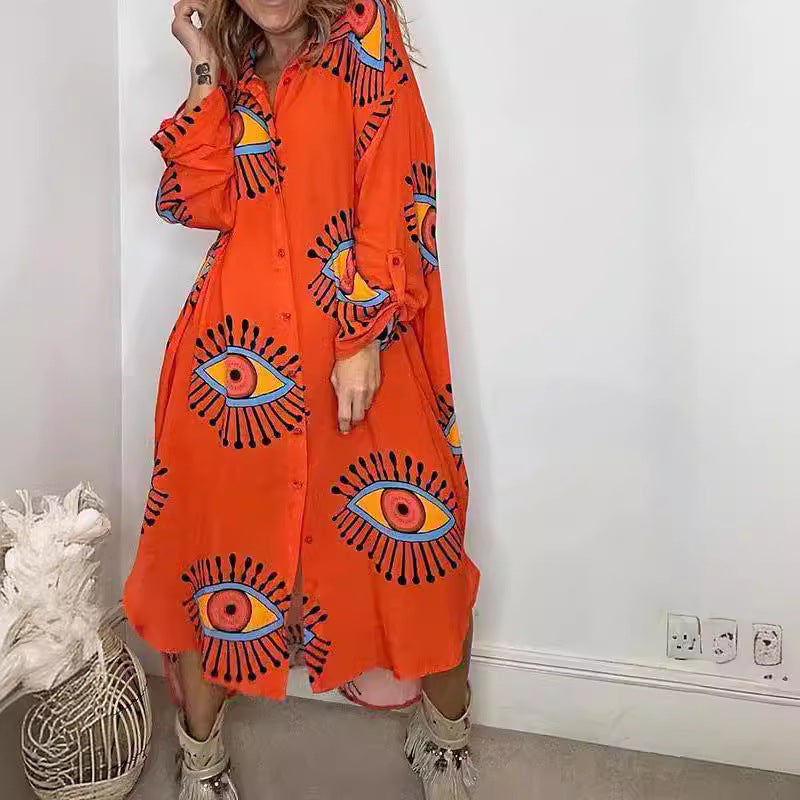 Casual Lucky Eye Shirt Dress