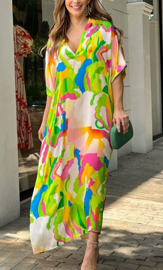 Summer Vacation Beach Print Dress