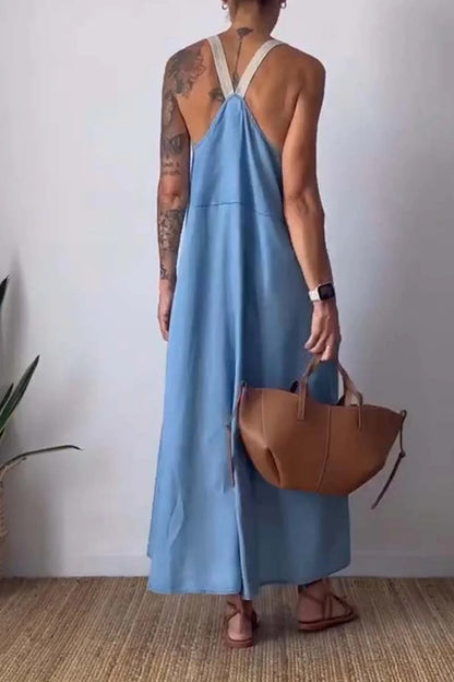 🌸Up to 50% off🔥Casual Cotton And Linen Suspender Dress