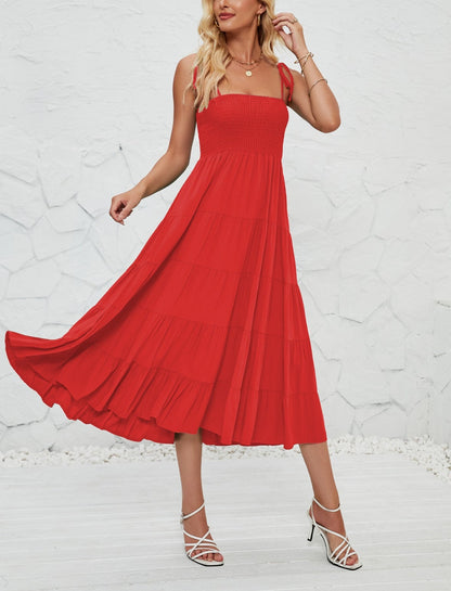 Summer Bohemian Pleated Layered Dress