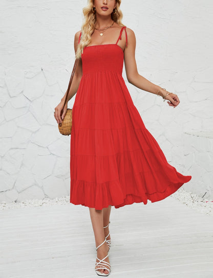 Summer Bohemian Pleated Layered Dress