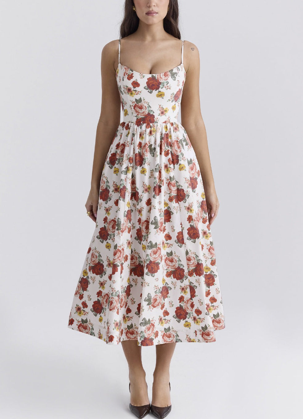 Summer Floral Camisole Mid Length Skirt