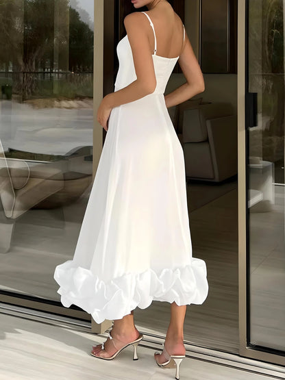 White Floral Summer A-Line Sleeveless Party Dress