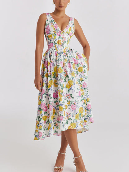 Summer New Floral V-Neck Dress