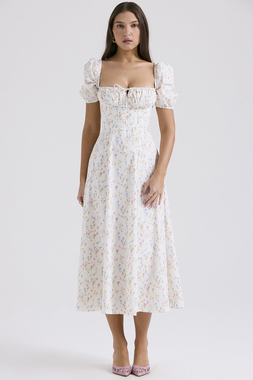 French halter floral dress