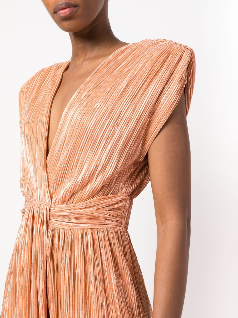 Pleated V-Neck Midi Dress