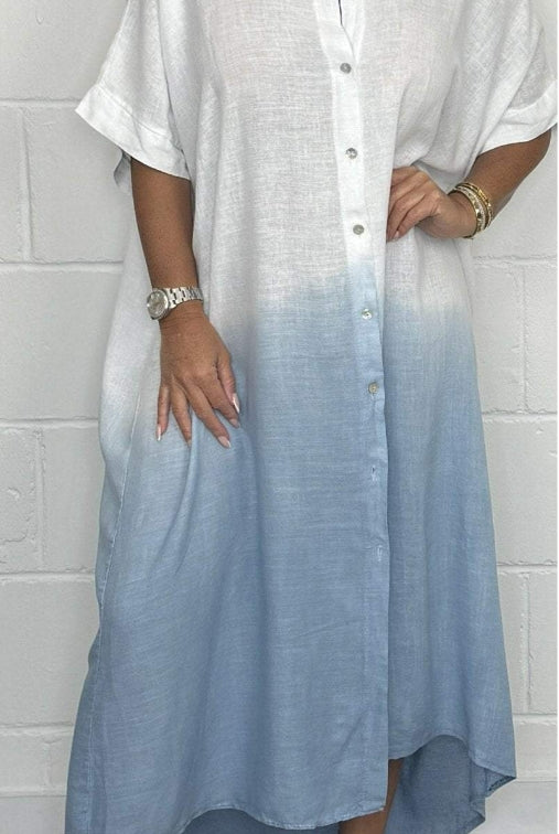 Women's Dip Dye Linen Mix Plus Size Dress