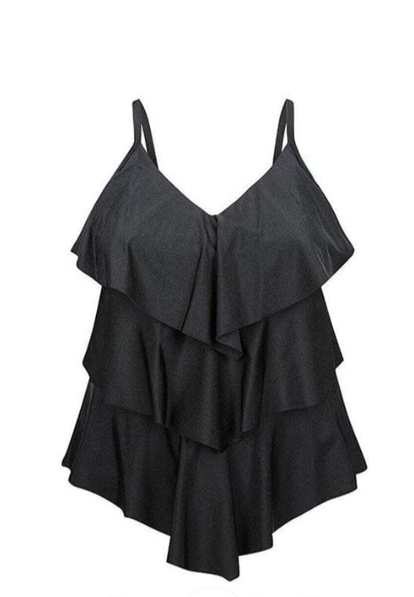 Black 3-Layer Tankini Swimsuit Top