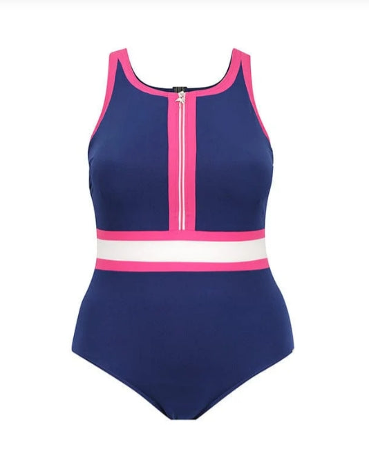 Sport Chlorine-Resistant Sleeveless Zippered Swimsuit