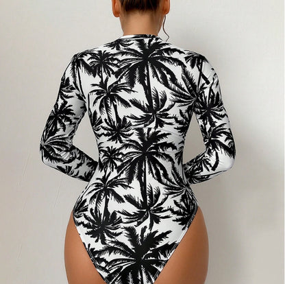 Printed Long Sleeve Beach Swimsuit