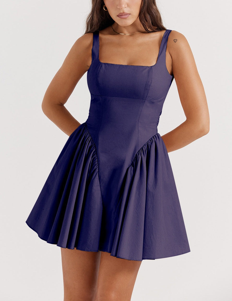 Summer French Bow Strap Dress