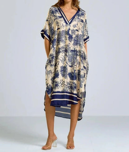 Printed Silk Robe Dress