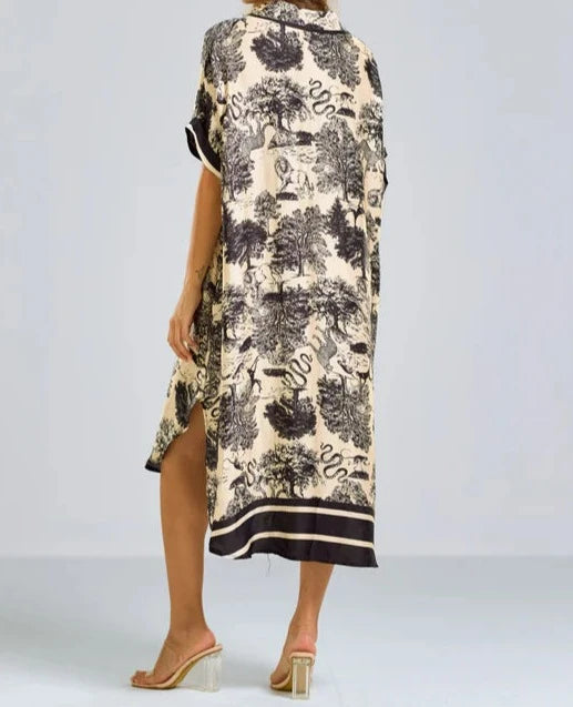 Printed Silk Robe Dress