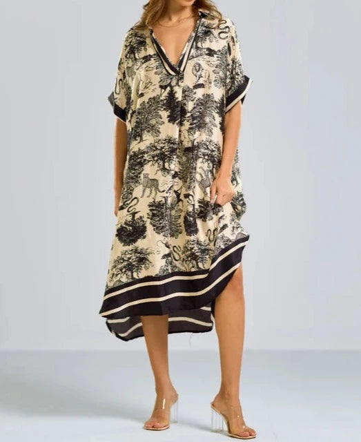 Printed Silk Robe Dress