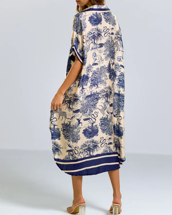 Printed Silk Robe Dress