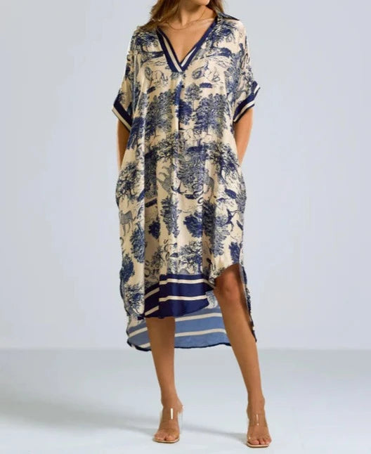 Printed Silk Robe Dress