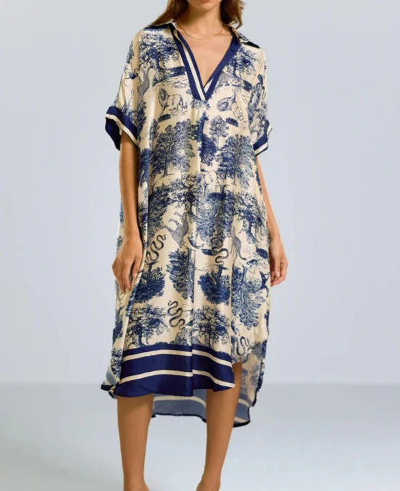 Printed Silk Robe Dress