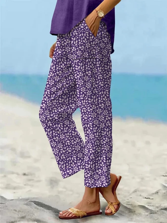 🔥Beach & Vacay🔥Women's Beach Vacation Floral Print Loose Casual Pants (With Pockets)