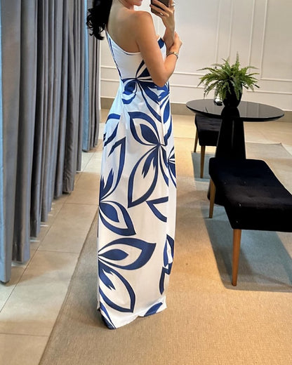 ONE SHOULDER STRAP PRINTED DRESS