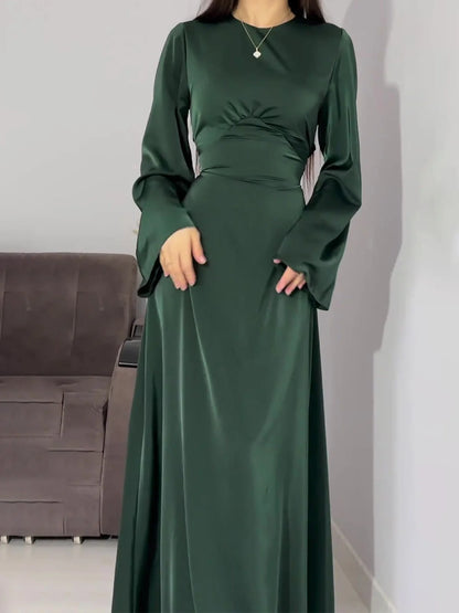 🌸Up to 50% off🔥 Waist Thin Tie Solid Color Long Dress