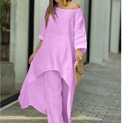 🌸Up to 50% off🔥 Women's Solid Color Linen Casual Suit