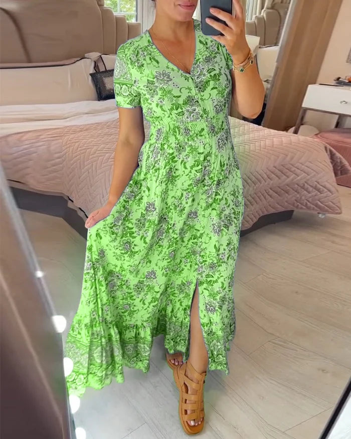 🌸Up to 50% off🔥 Floral print v-neck dress