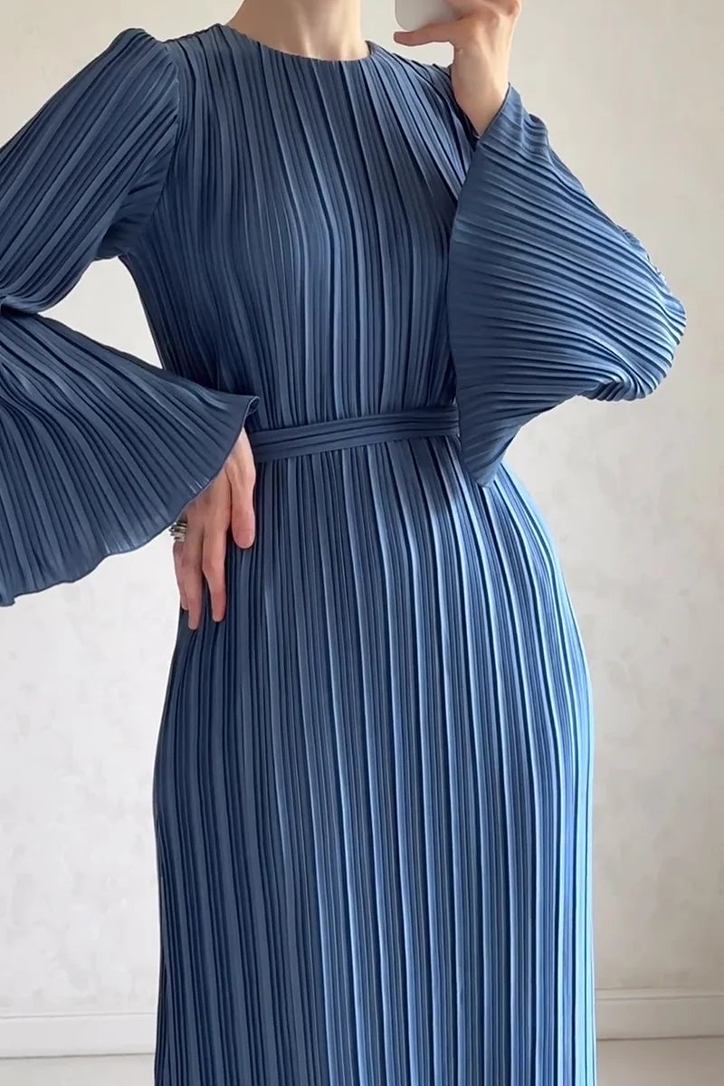 🌸Up to 50% off🔥 Elegant Pleated Trumpet Sleeve Midi Dress