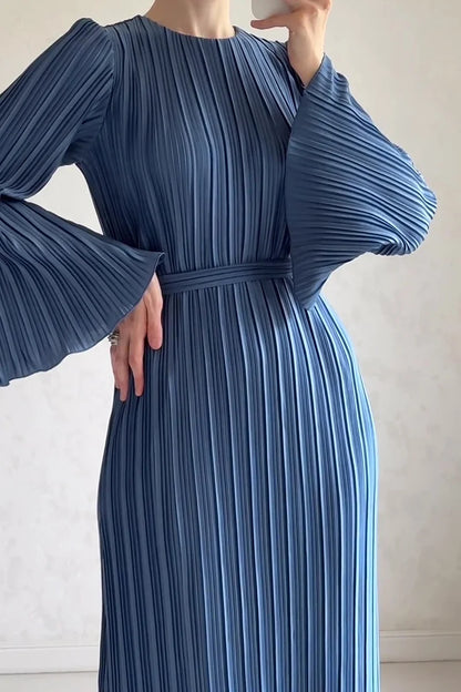 🌸Up to 50% off🔥 Elegant Pleated Trumpet Sleeve Midi Dress