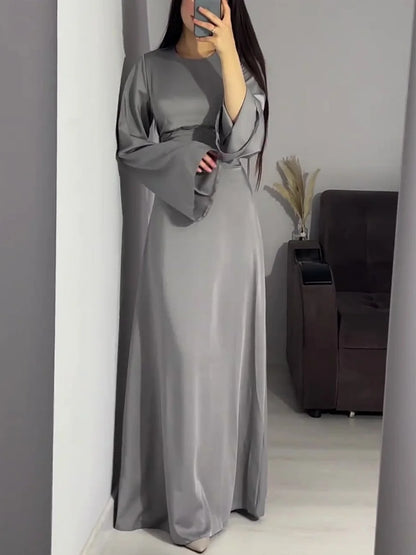 🌸Up to 50% off🔥 Waist Thin Tie Solid Color Long Dress