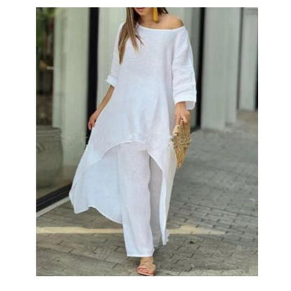 🌸Up to 50% off🔥 Women's Solid Color Linen Casual Suit