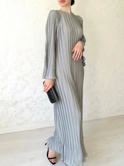 🌸Up to 50% off🔥 Elegant Pleated Trumpet Sleeve Midi Dress