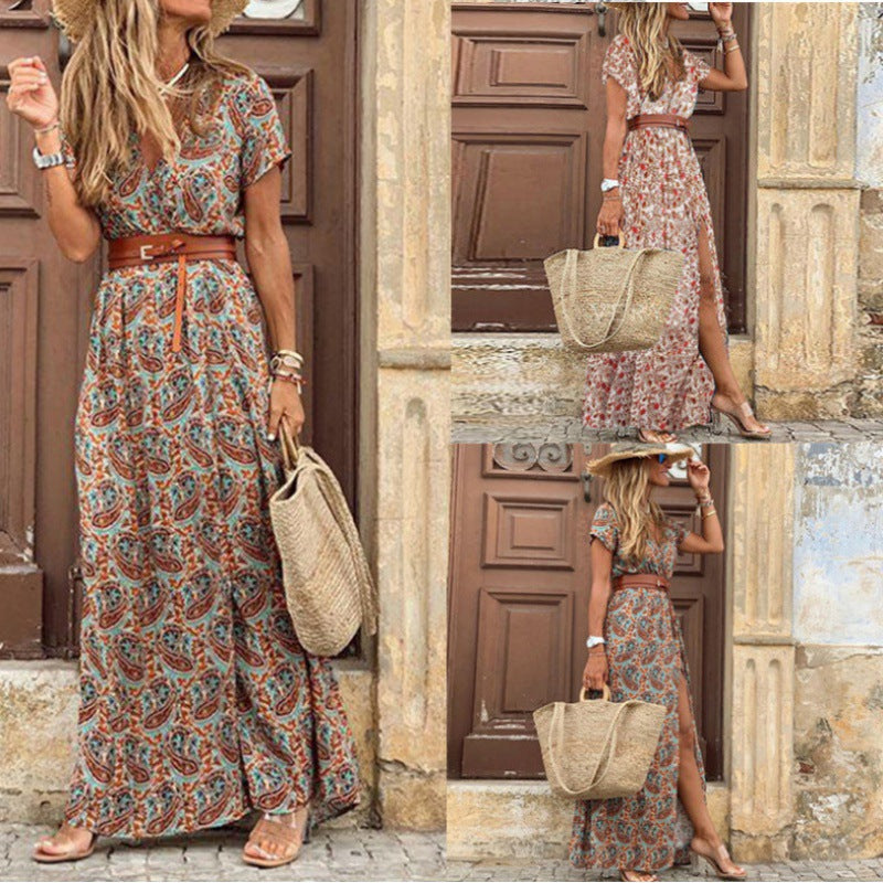 Bohemian V-neck Floral Dress