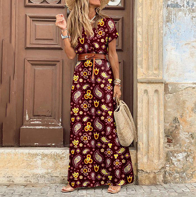 Bohemian V-neck Floral Dress