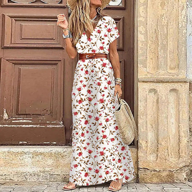 Bohemian V-neck Floral Dress