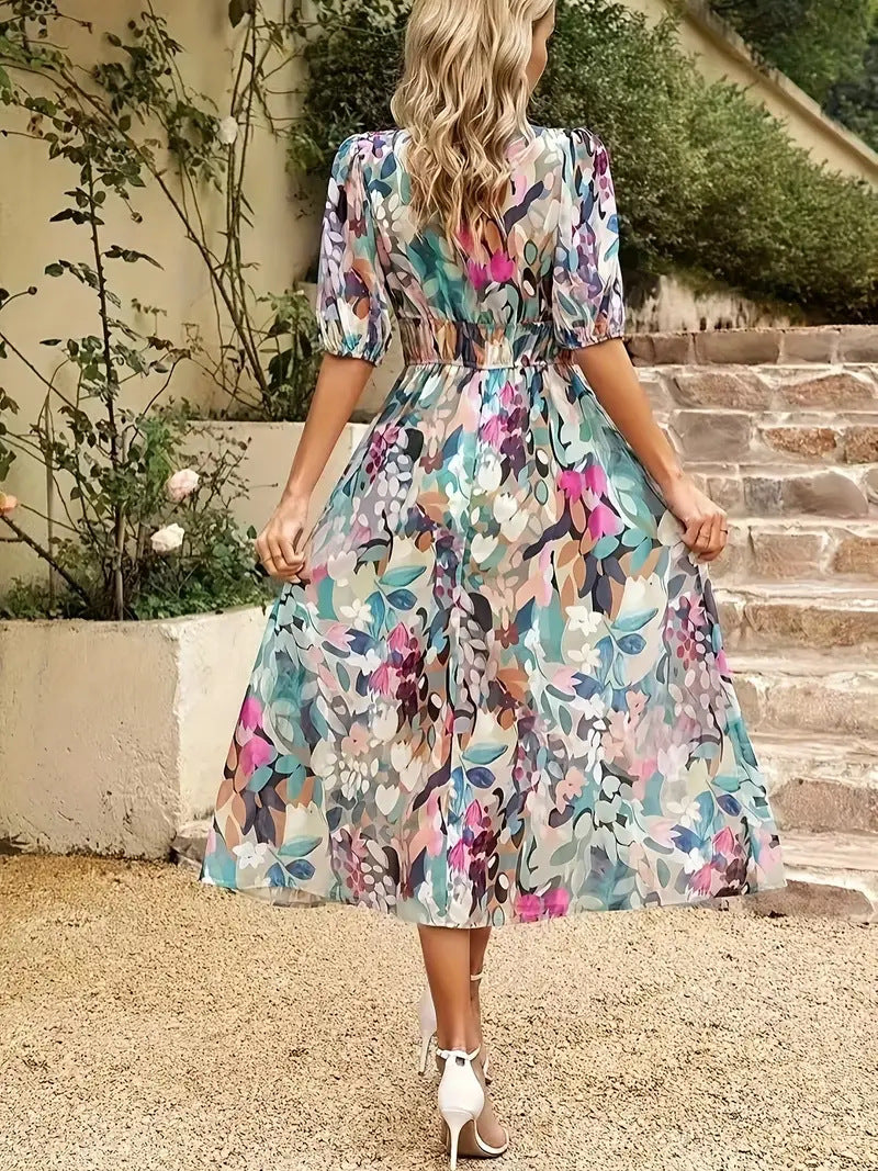 Floral Print V-neck Dress